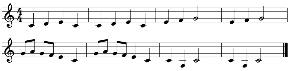 music notation for are your sleeping in the key of c major