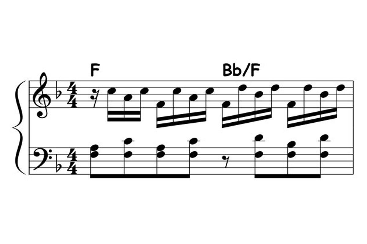 music notation for bach prelude number 8 in f
