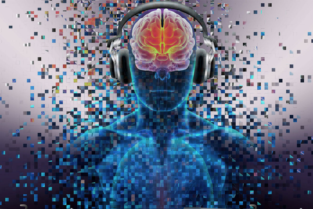 stylized image of human being thinking music