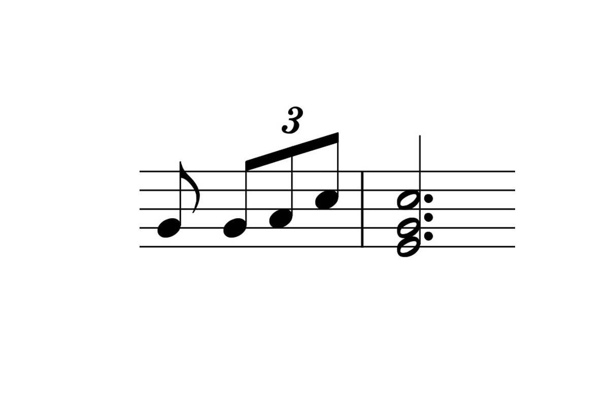 music notation for a gospel piano pickup lick
