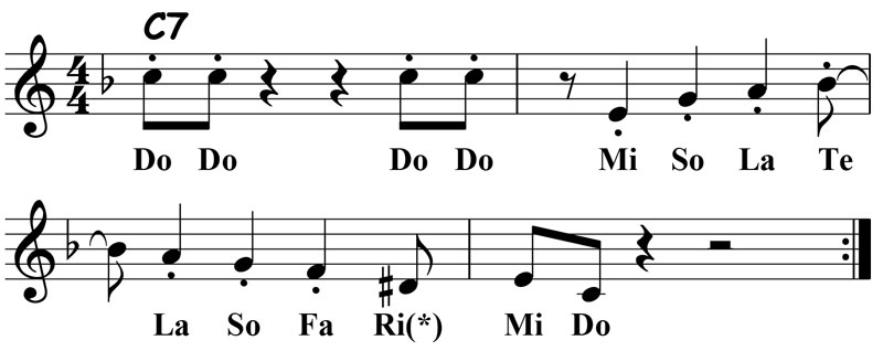 music score showing the solfege for the melody of memphis underground