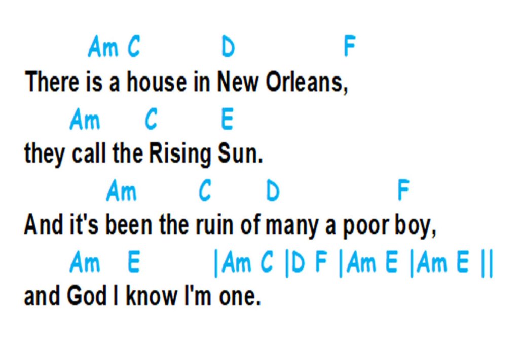house of the rising sun chords and lyrics