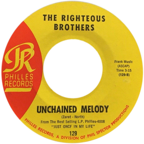 record label from the 1965 recording of a unchained melody by the righteous brothers