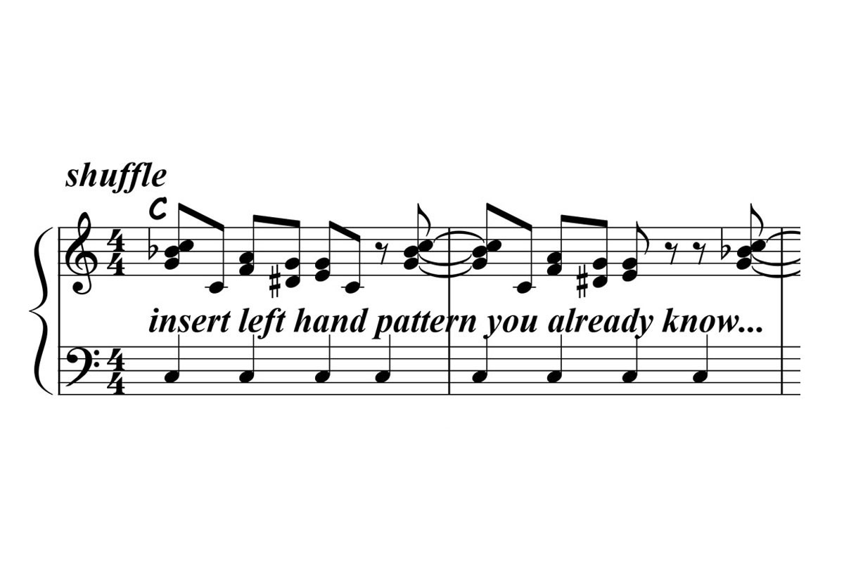 music notation for a blues piano lick