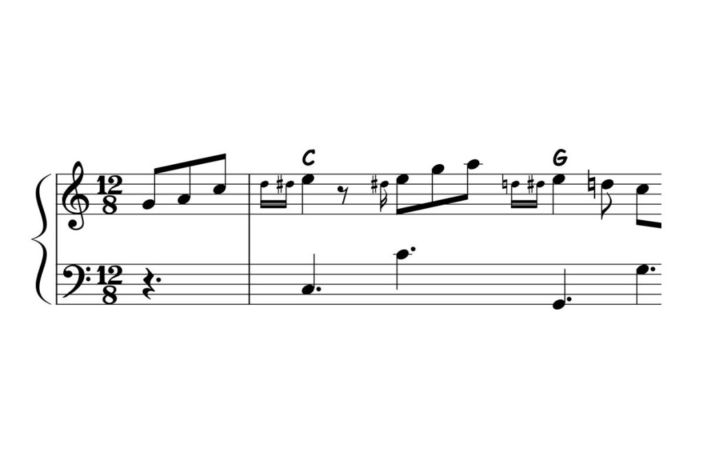 music notation for bring it on home to me piano intro