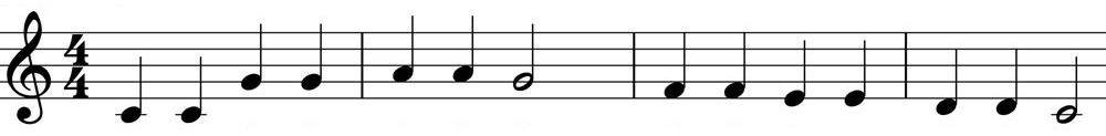 music notation for twinkle twinkle