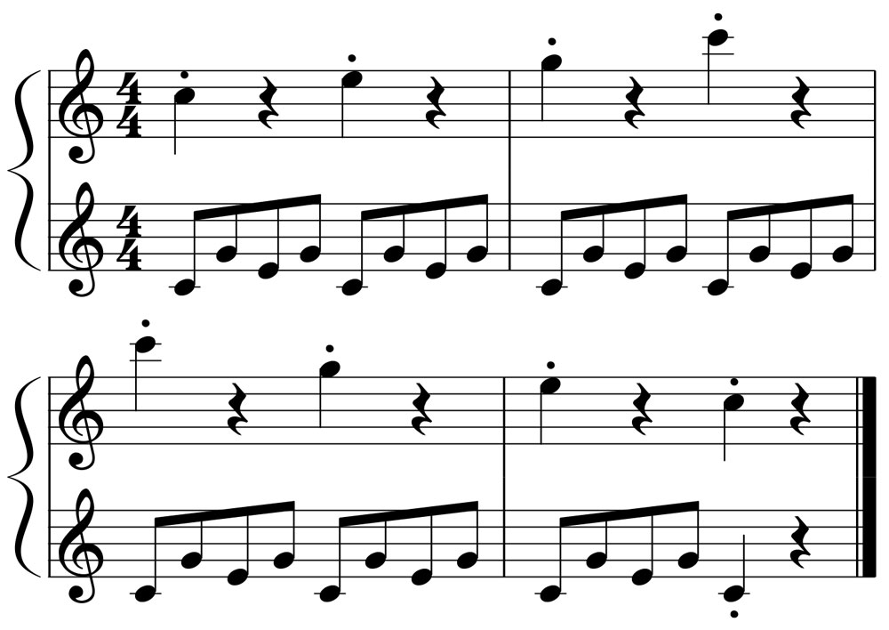 music notation for c major triad alberti bass