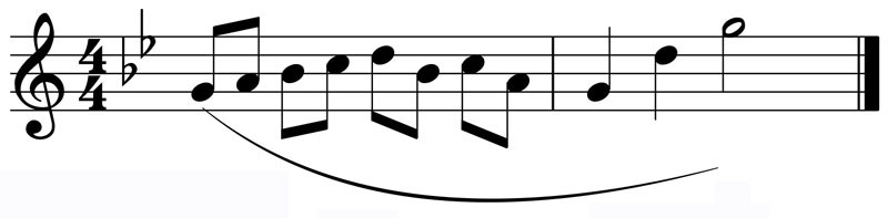 music notation for a legato phrase