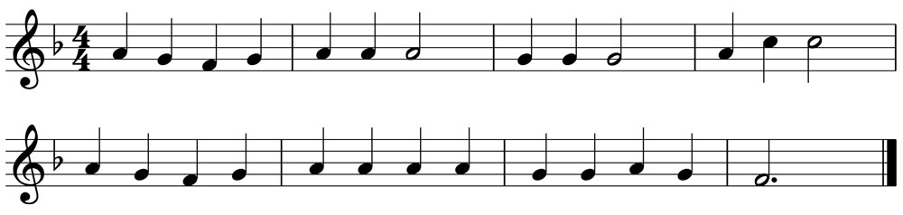music notation for mary had a little lamb