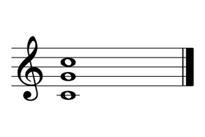 music score showing a c power chord