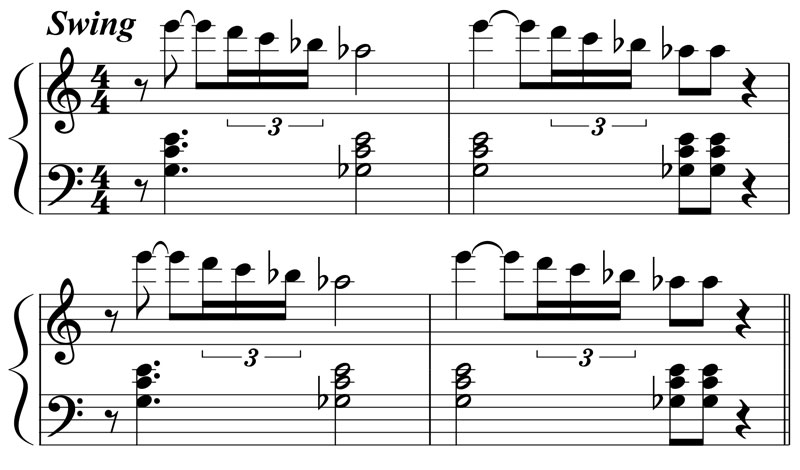 music score for the signature introduction to take the a train