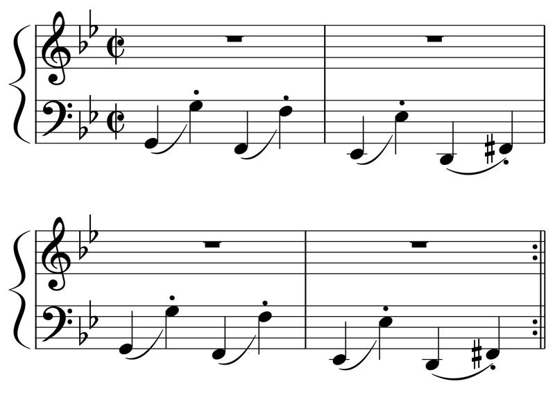 music score showing the bass line for hit the road jack