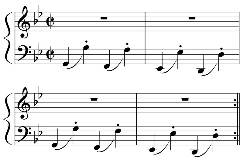 music score showing the bass line for hit the road jack