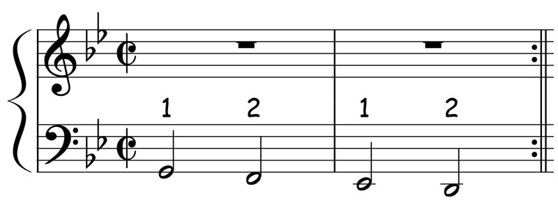 bass line for hit the road jack written in 2 2 time