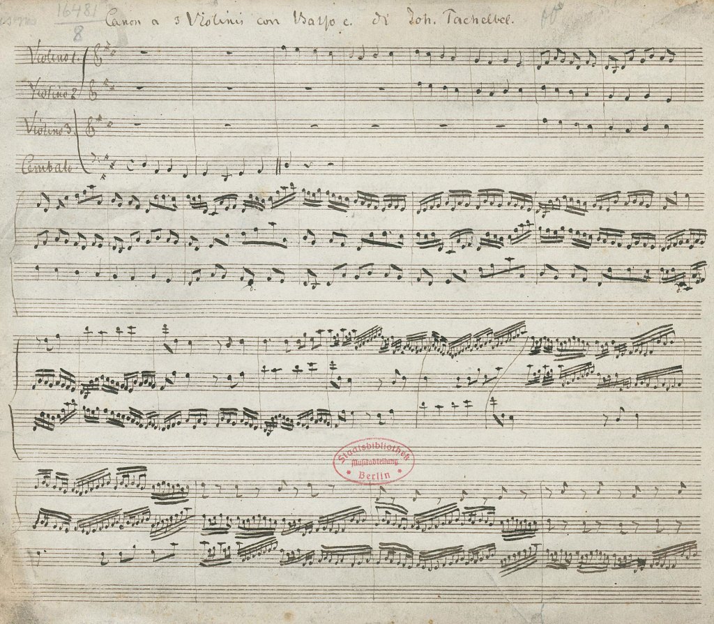 original manuscript of pachelbels canon