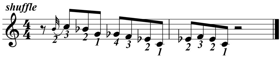 blues piano lick 001 fingering