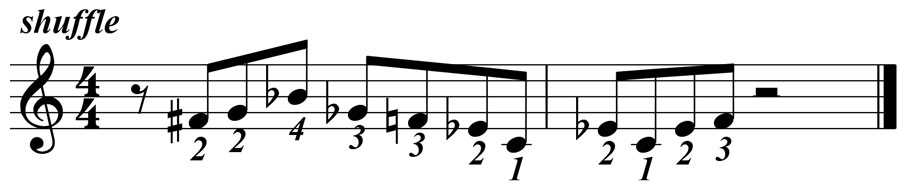 blues piano lick 002 fingering
