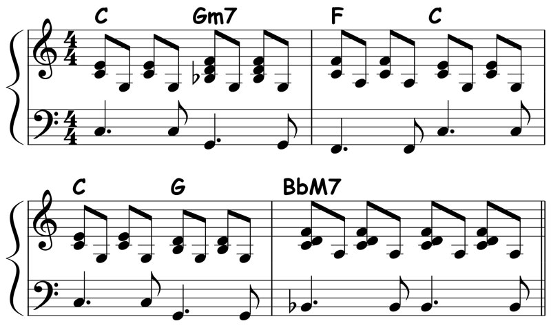 fire and rain music notation piano comping style 2