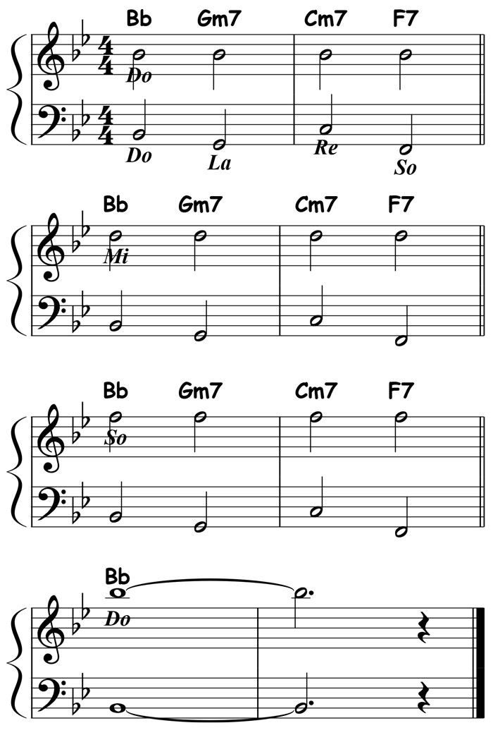music notation for jazz piano lick 001 etude 01
