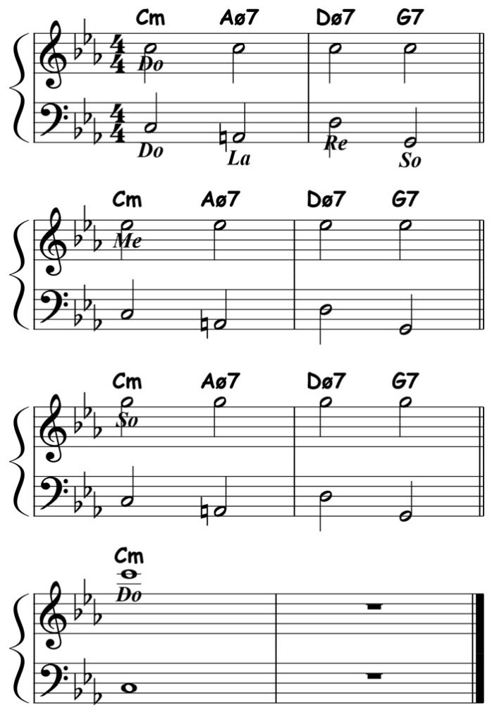 music notation for jazz piano lick 002 etude 01