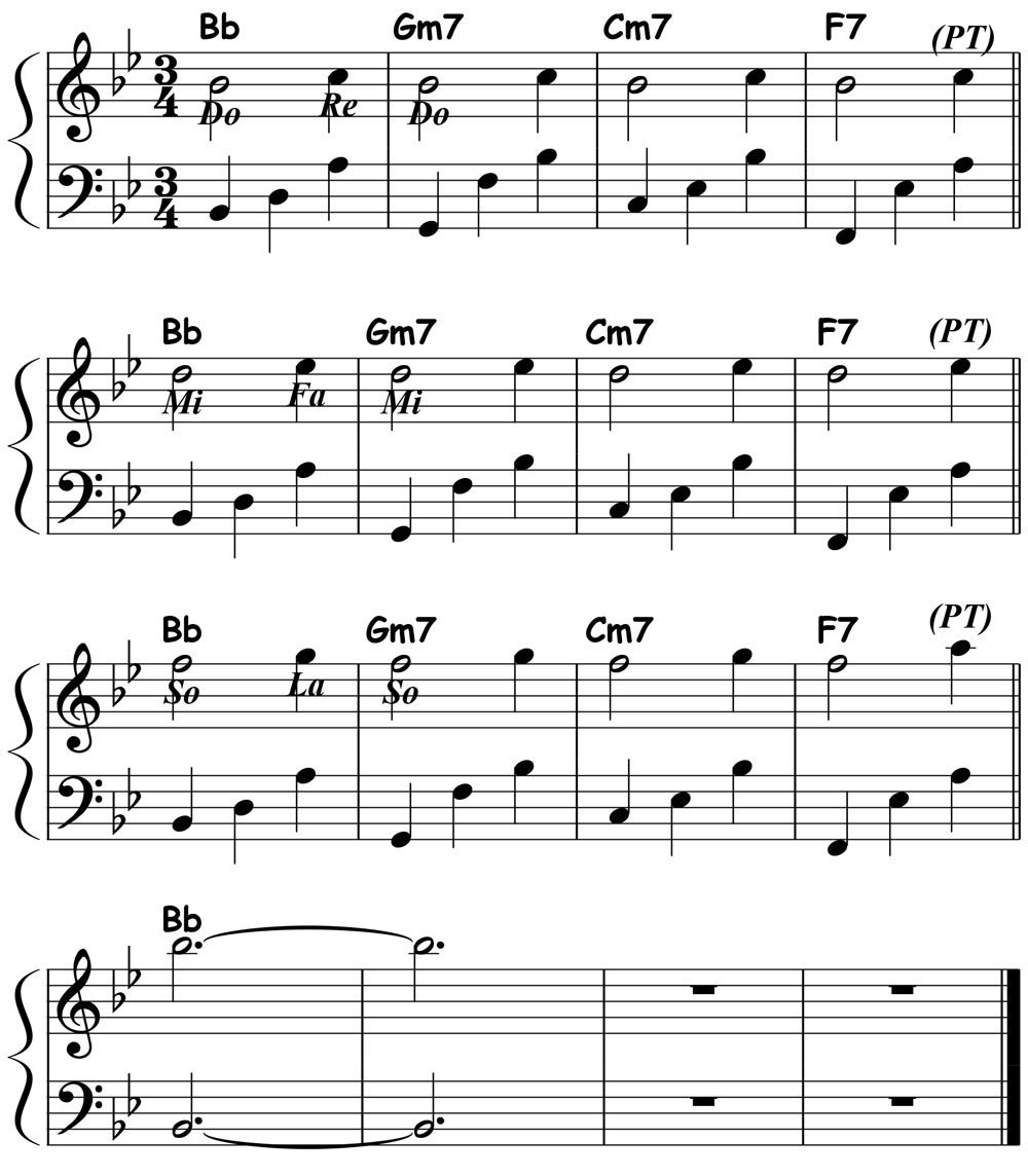 music notation for jazz piano lick 003 etude 02