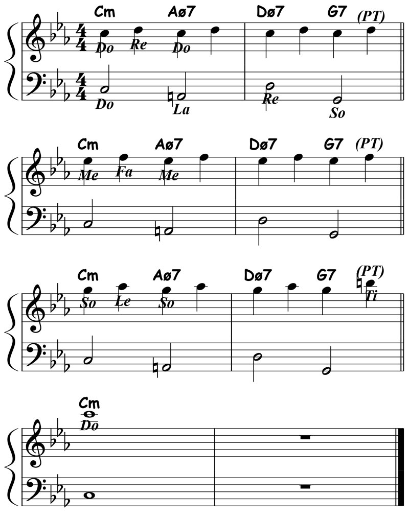 music notation for jazz piano lick 004 etude 01