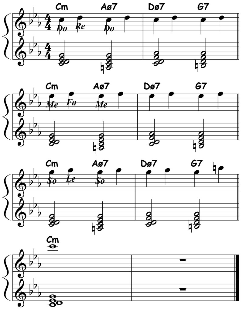 music notation for jazz piano lick 004 etude 02