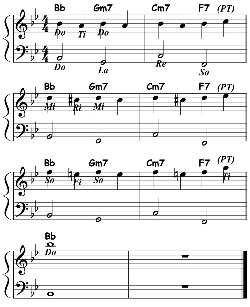 music notation for jazz piano lick 005 etude 01