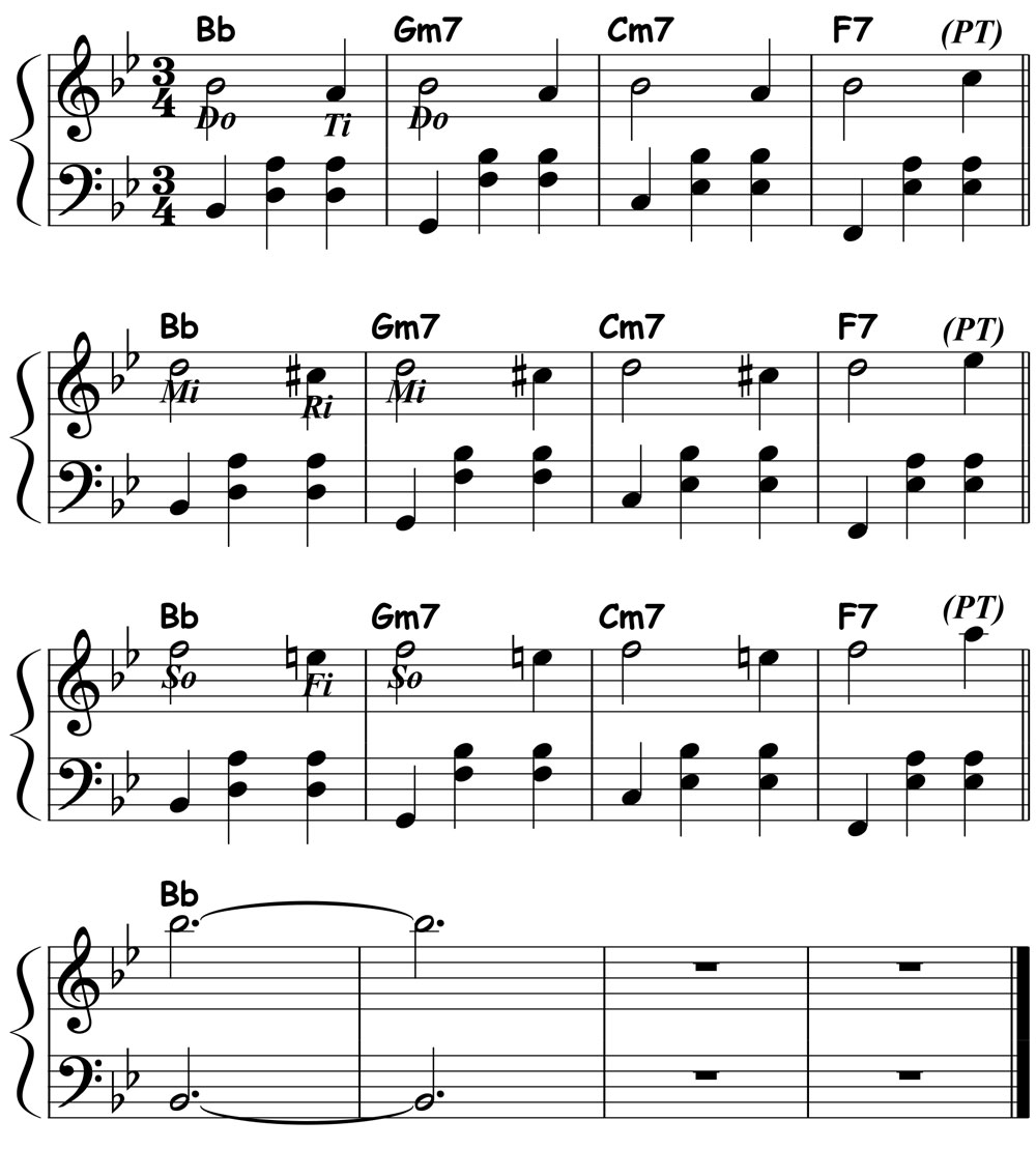 music notation for jazz piano lick 005 etude 02
