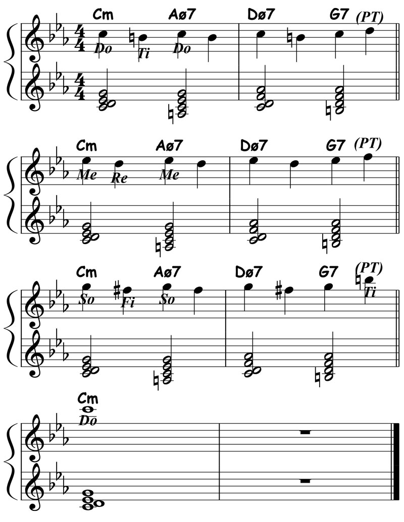 music notation for jazz piano lick 006 etude 02