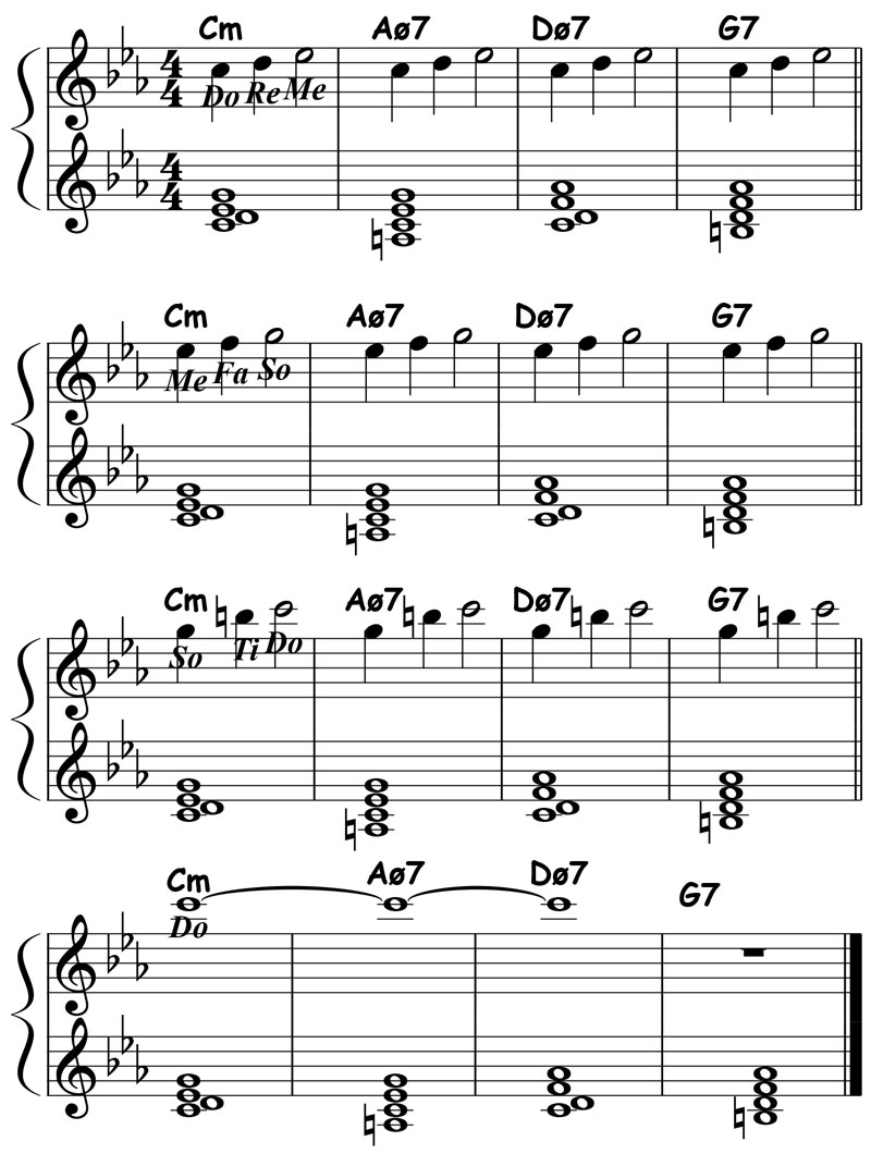 music notation for jazz piano lick 008 etude 02