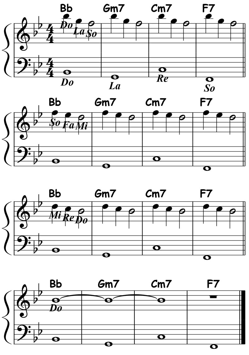 music notation for jazz piano lick 009 etude 01