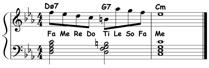 music notation for jazz piano lick 020 etude 02