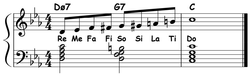 music notation for jazz piano lick 021 etude 01