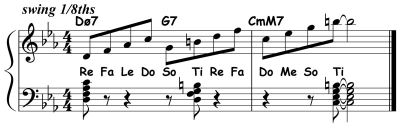 music notation for jazz piano lick 022 etude 02