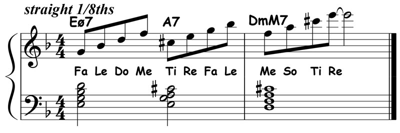 music notation for jazz piano lick 024 etude 01
