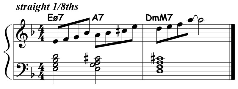 music notation for jazz piano lick 025 etude 01
