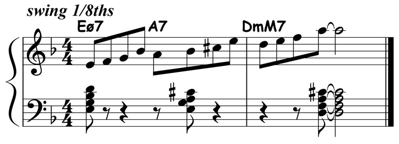music notation for jazz piano lick 025 etude 02