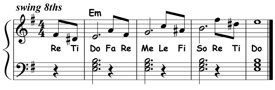 music notation for jazz piano lick 029 etude 01