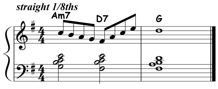 music notation for jazz piano lick 031 etude 01