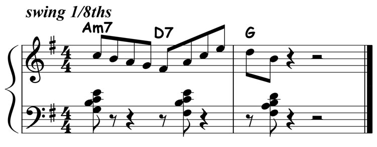 music notation for jazz piano lick 031 etude 02