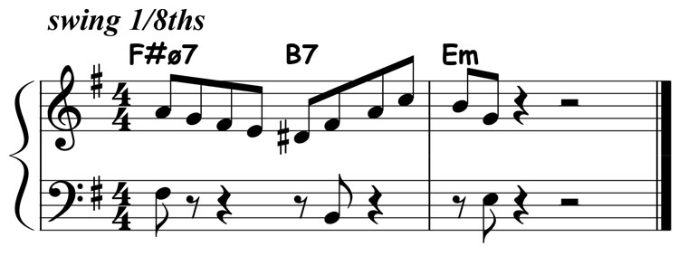 music notation for jazz piano lick 032 etude 02