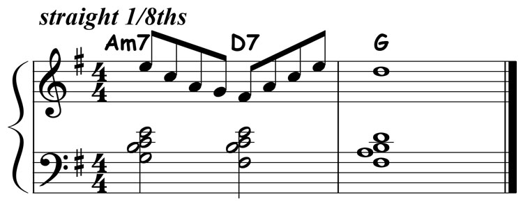 music notation for jazz piano lick 033 etude 01