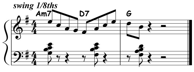 music notation for jazz piano lick 033 etude 02