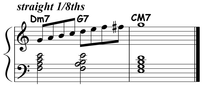 music notation for jazz piano lick 036 etude 01