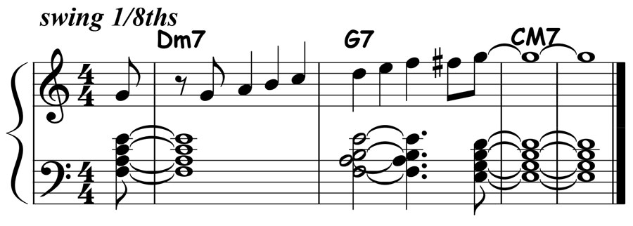 music notation for jazz piano lick 036 etude 02
