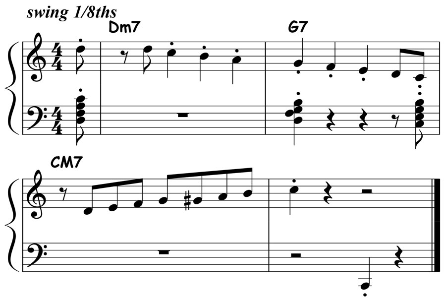 music notation for jazz piano lick 037 etude 02