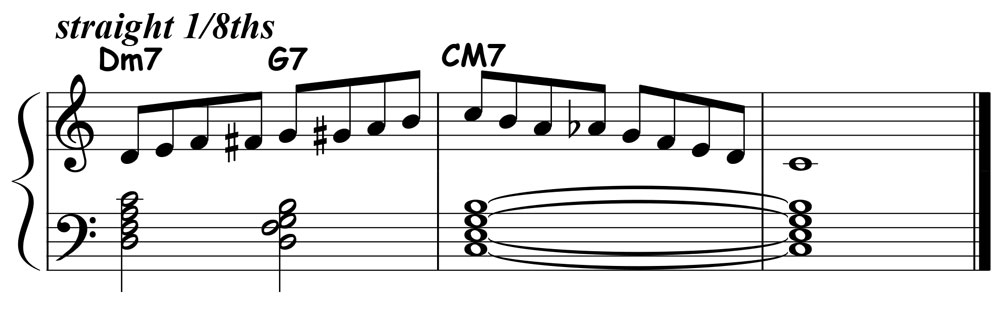 music notation for jazz piano lick 038 etude 01