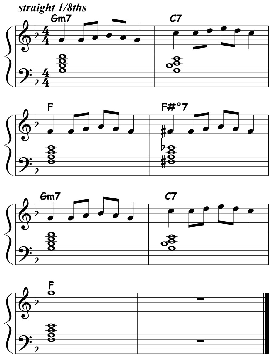 music notation for jazz piano lick 039 etude 01